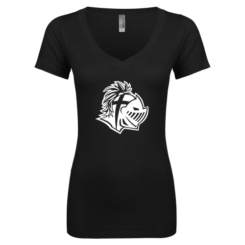  Next Level Womens Black Ideal V Tee - Warrior Helmet