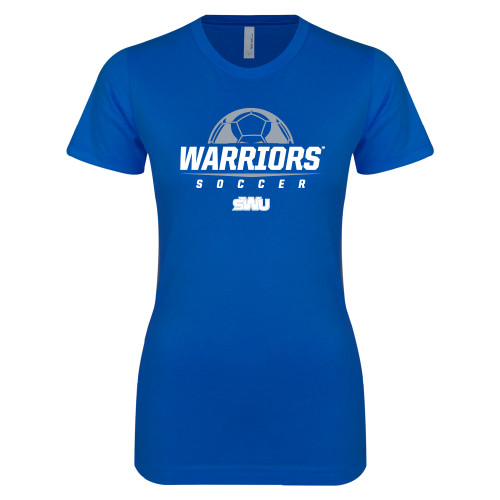  Next Level Womens Royal Boyfriend Tee - Soccer Half Ball