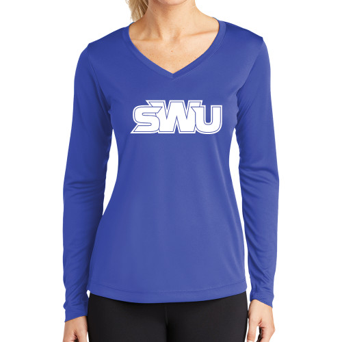  Womens Royal Performance Long Sleeve V Neck Shirt - SWU