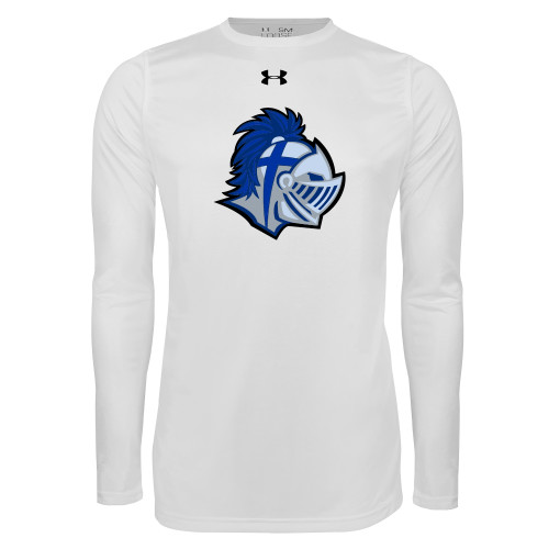  Under Armour White Long Sleeve Tech Tee - Warrior Helmet
