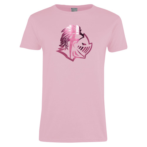  Womens Pink Short Sleeve Tee - Warrior Helmet  Foil