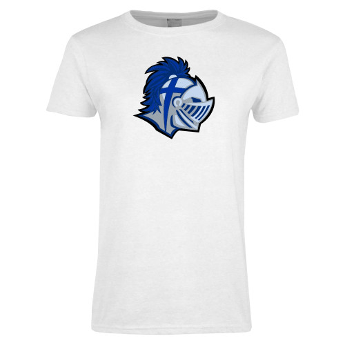  Womens White Short Sleeve Tee - Warrior Helmet