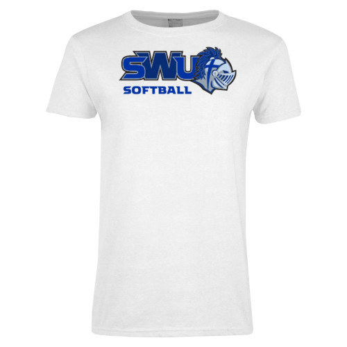  Womens White Short Sleeve Tee - Softball
