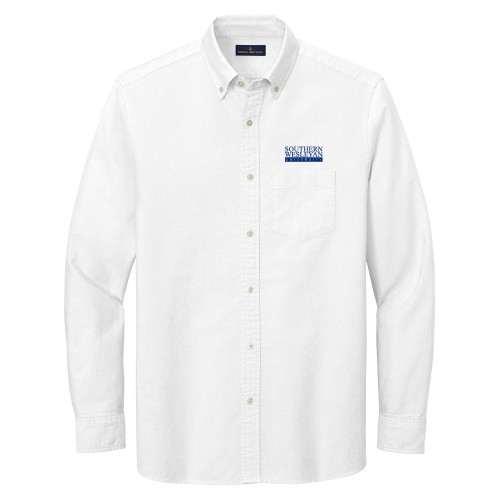  Brooks Brothers Mens White Casual Oxford Cloth Shirt - University Wordmark