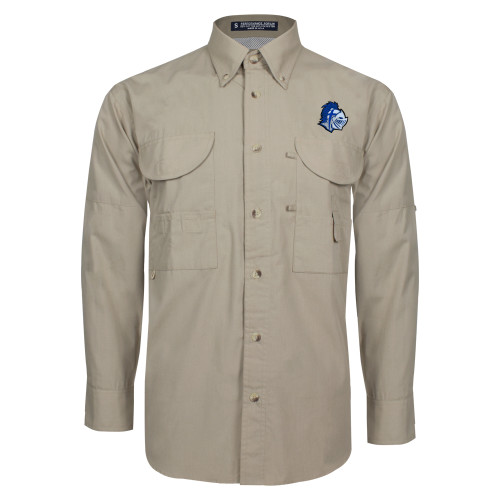  Khaki Fishing Shirt Performance Long Sleeve - Warrior Helmet