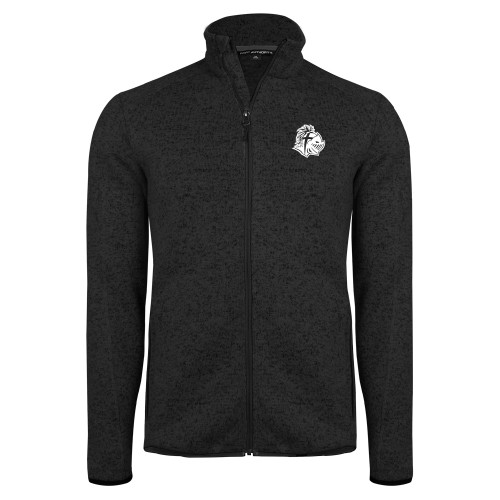  Black Heather  Sweater Fleece Jacket - Warrior Helmet