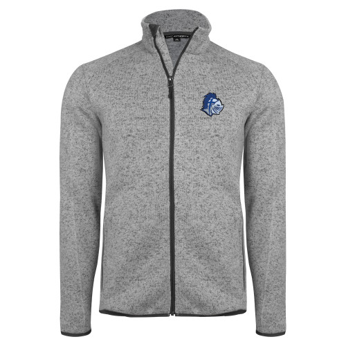  Grey Heather Sweater Fleece Jacket - Warrior Helmet