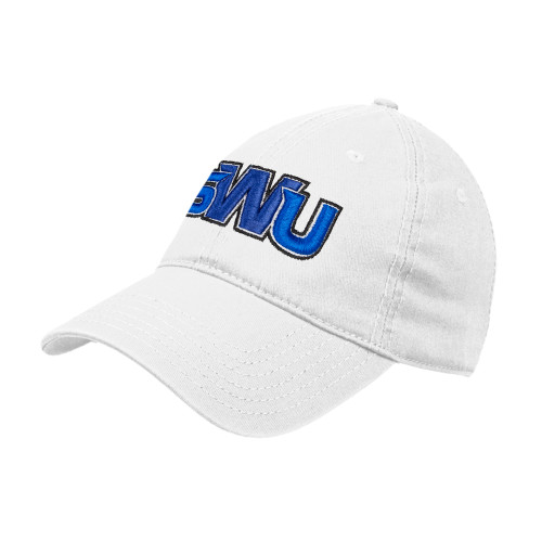  White Unstructured Adjustable Low Profile Hat - SWU
