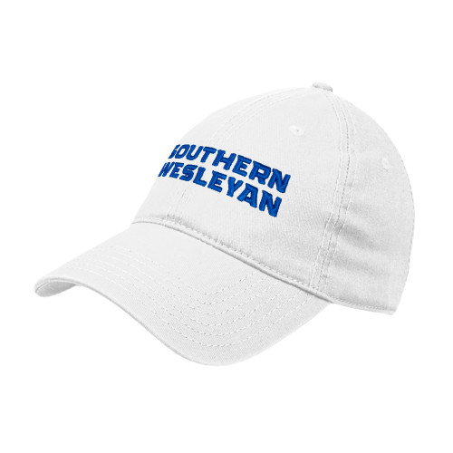  White Unstructured Adjustable Low Profile Hat - Southern Wesleyan