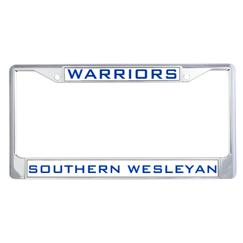  Metal License Plate Frame in Chrome - Warriors