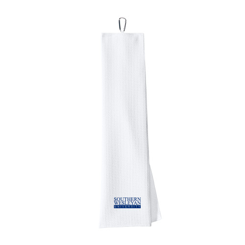  White Waffle Microfiber Golf Towel - University Wordmark