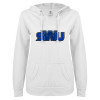 Thumbnail image for  ENZA Womens White V Notch Raw Edge Fleece Hoodie