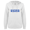 Thumbnail image for  ENZA Womens White V Notch Raw Edge Fleece Hoodie