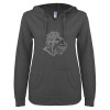 Thumbnail image for  ENZA Womens Dark Heather V Notch Raw Edge Fleece Hoodie