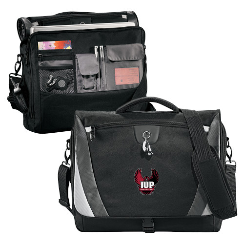  Black/Grey Slope Computer Messenger Bag - IUP Hawk Wings