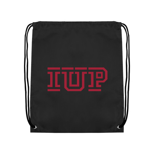  Black Drawstring Backpack - IUP Logo