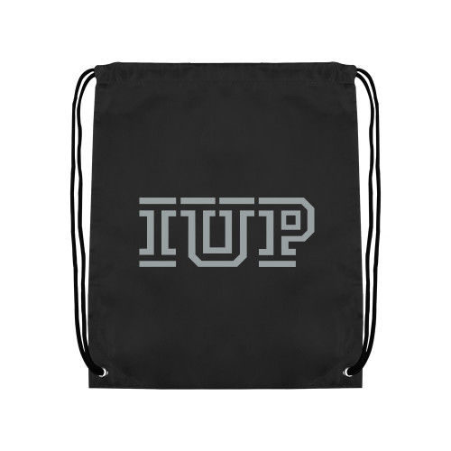  Black Drawstring Backpack - IUP Logo