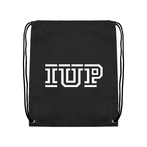  Black Drawstring Backpack - IUP Logo