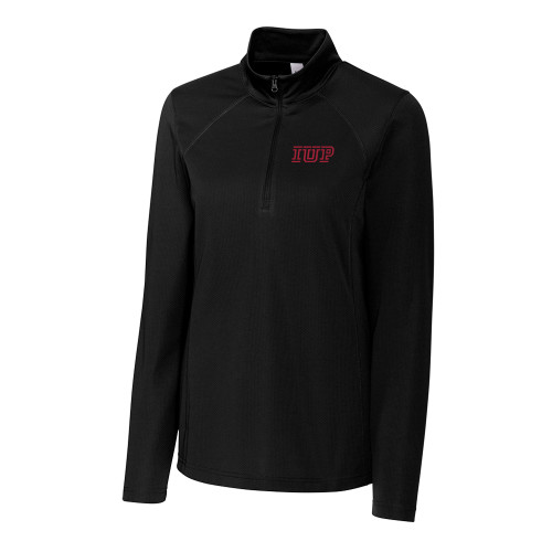  C&B Womens Black Clique Ice Pique Half Zip - IUP Logo