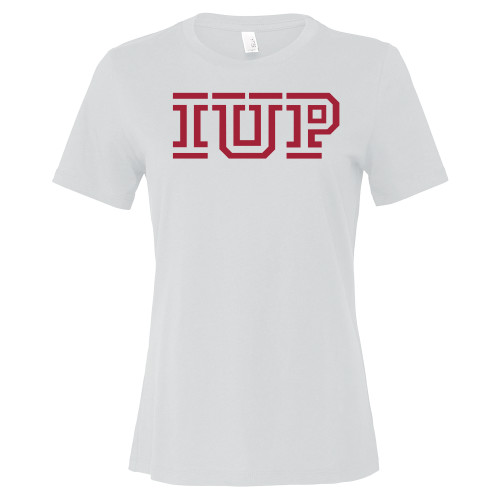  Bella + Canvas Womens White Relaxed Cotton T Shirt - IUP Logo