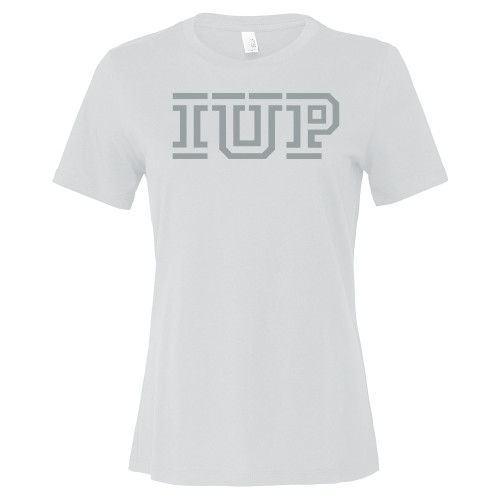  Bella + Canvas Womens White Relaxed Cotton T Shirt - IUP Logo