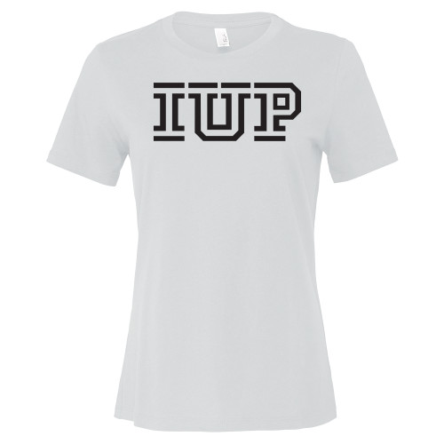  Bella + Canvas Womens White Relaxed Cotton T Shirt - IUP Logo