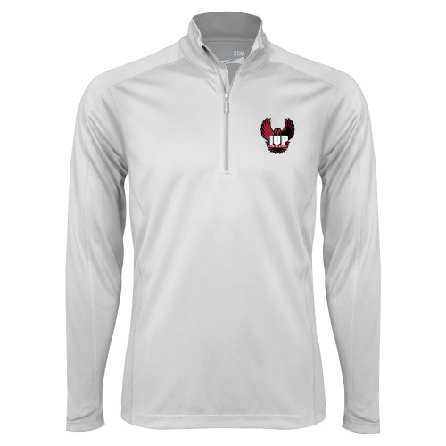  Syntrel White Interlock 1/4 Zip - IUP Hawk Wings