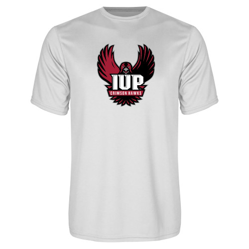  White Performance Tee - IUP Hawk Wings