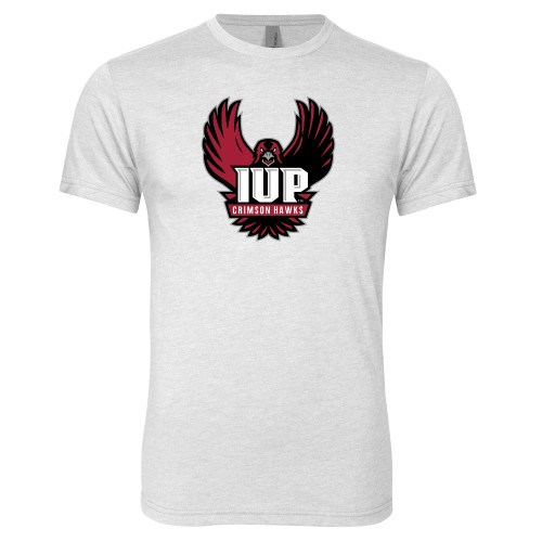 Next Level Heather White Triblend Tee - IUP Hawk Wings