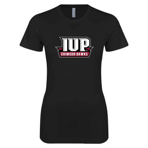  Next Level Womens Black Boyfriend Tee - IUP Hawks Banner
