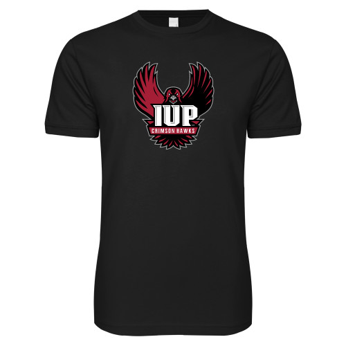  Next Level Black SoftStyle T Shirt - IUP Hawk Wings