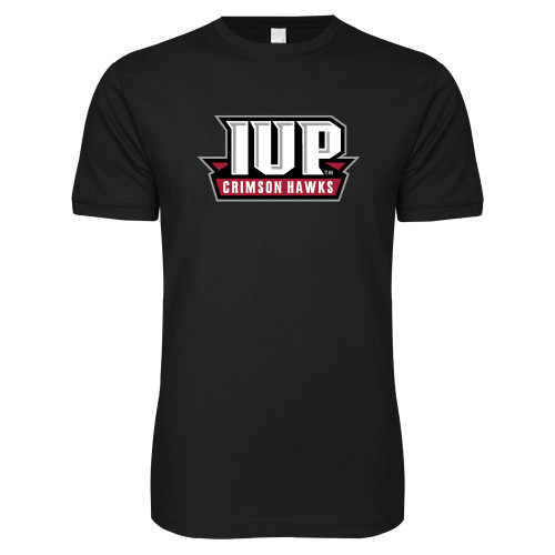  Next Level Black SoftStyle T Shirt - IUP Hawks Banner
