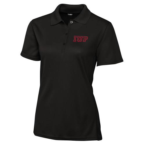  C&B Womens Black Clique Ice Pique Polo - IUP Logo