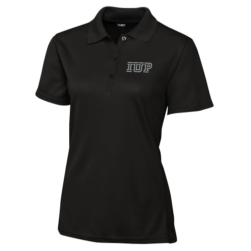  C&B Womens Black Clique Ice Pique Polo - IUP Logo