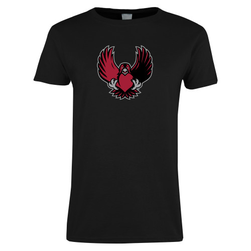  Womens Black Short Sleeve Tee - Full Hawk