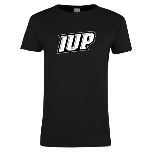  Womens Black Short Sleeve Tee - IUP Logo