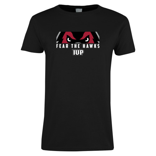 Womens Black Short Sleeve Tee - Fear The Hawks