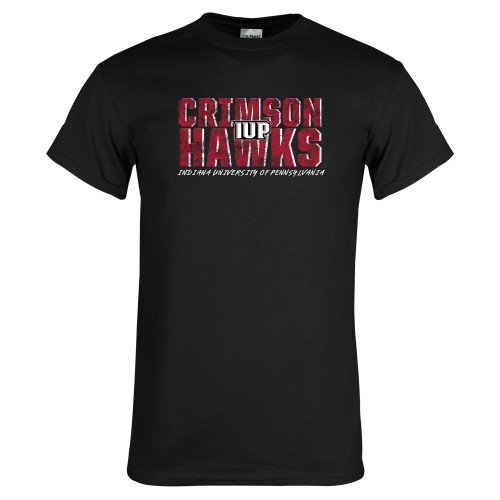  Black T Shirt - Crimson Hawks Stacked