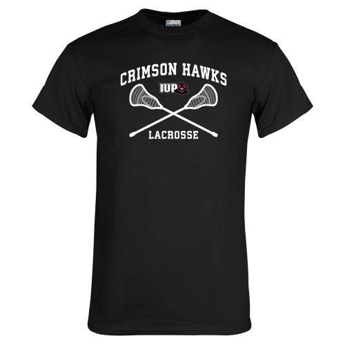  Black T Shirt - Lacrosse Crossed Sticks