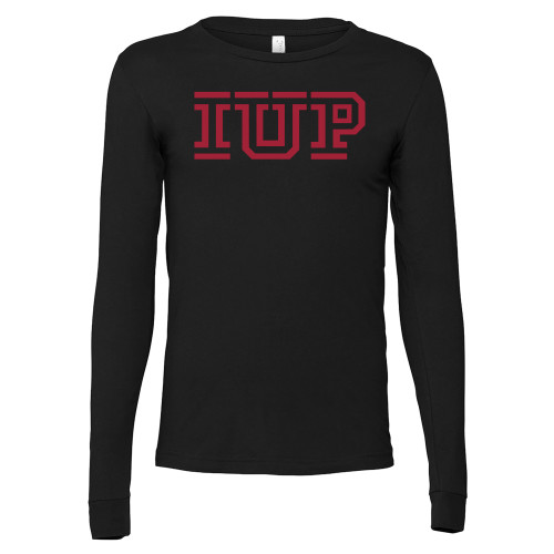  Bella + Canvas Black Jersey Cotton Long Sleeve T Shirt - IUP Logo
