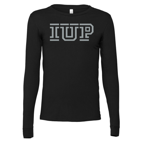  Bella + Canvas Black Jersey Cotton Long Sleeve T Shirt - IUP Logo