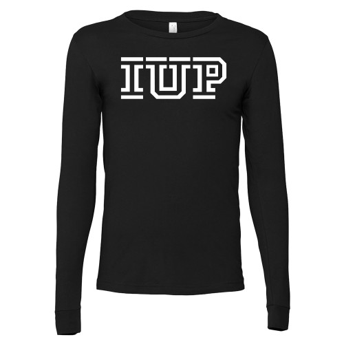 Bella + Canvas Black Jersey Cotton Long Sleeve T Shirt - IUP Logo