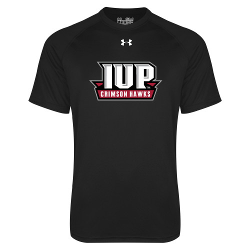  Under Armour Black Tech Tee - IUP Hawks Banner