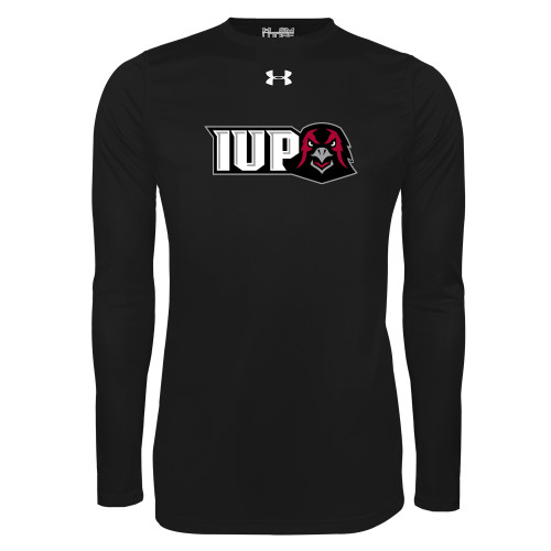  Under Armour Black Long Sleeve Tech Tee - IUP Hawk Head
