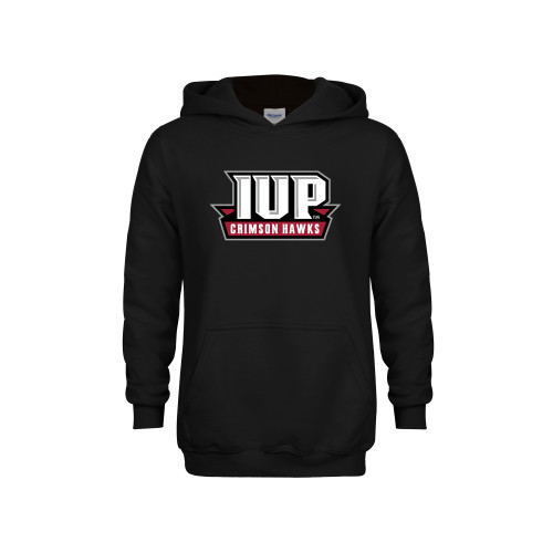  Youth Black Fleece Hoodie - IUP Hawks Banner