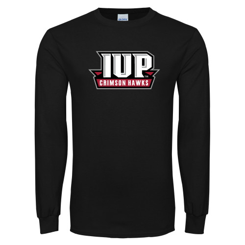  Black Long Sleeve T Shirt - IUP Hawks Banner