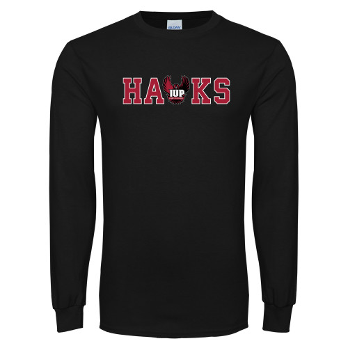  Black Long Sleeve T Shirt - Hawks w Wings Mark