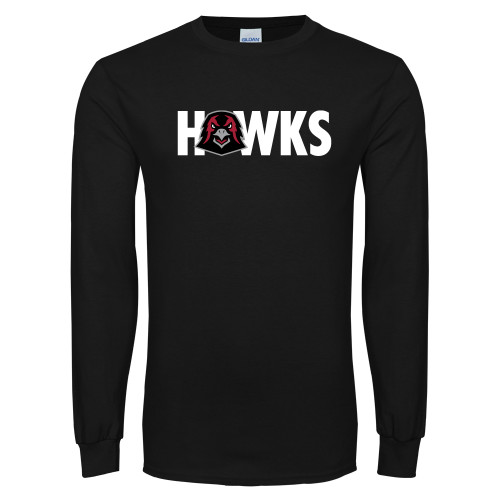  Black Long Sleeve T Shirt - Hawks w Hawk Head