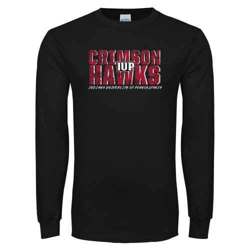  Black Long Sleeve T Shirt - Crimson Hawks Stacked