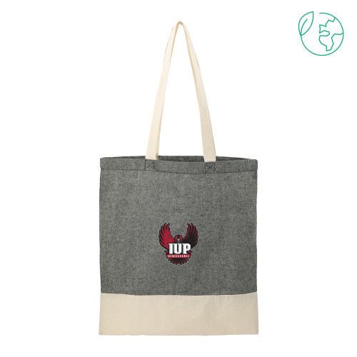  Split Recycled Black Cotton Twill Convention Tote - IUP Hawk Wings